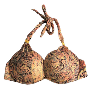 Victoria’s Secret Paisley Print Halter Bikini Top 36C Underwire Padded